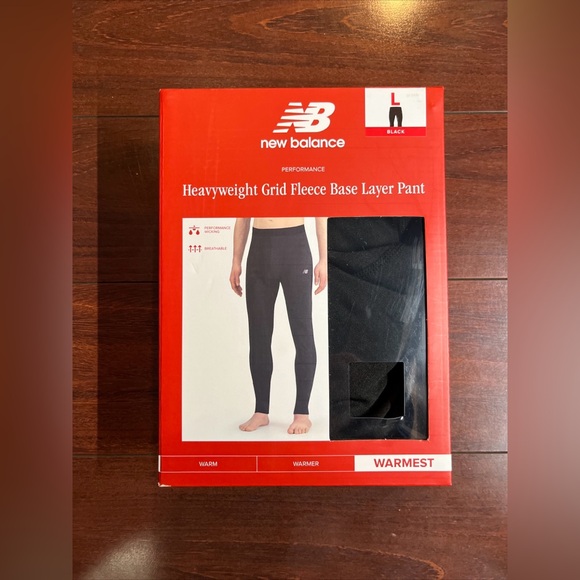 New Balance Heavyweight Grid Fleece Pant Base Layer 3.0 Mens Large Black New - Picture 10 of 16